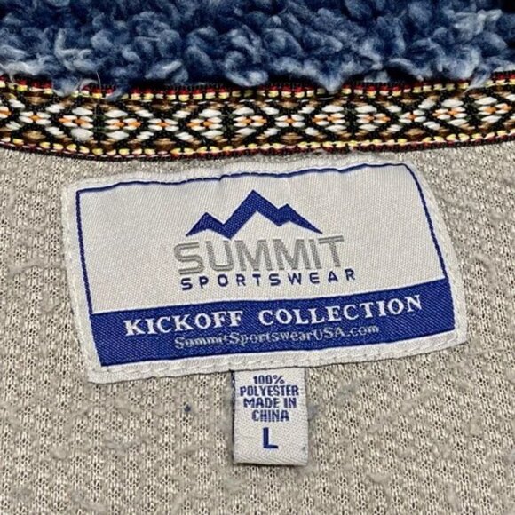 West Virginia Summit Sportswear 1/4 Zip Men's Large Gray Blue Plush Sherpa GUC - Picture 11 of 12